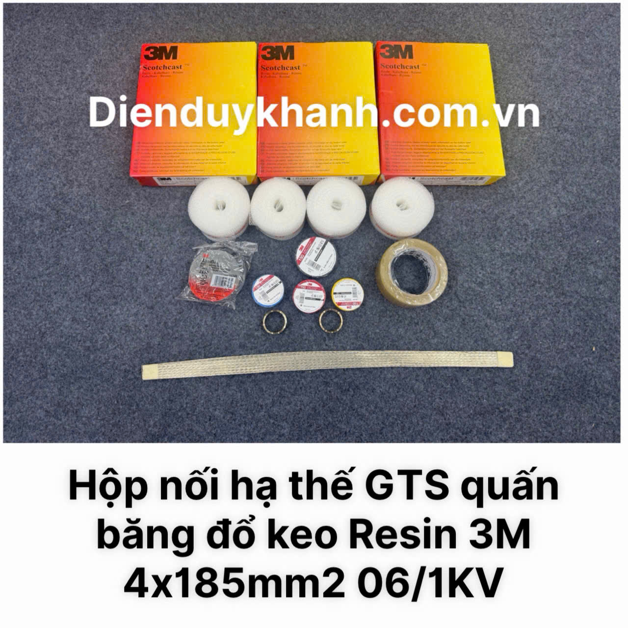 Hộp nối cáp hạ thế 4x185mm2 quấn băng đổ keo Resin 3M chính hãng giá rẻ